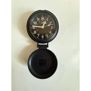 Victorinox Swiss Army Travel Alarm Clock Black Folding Case Switzerland